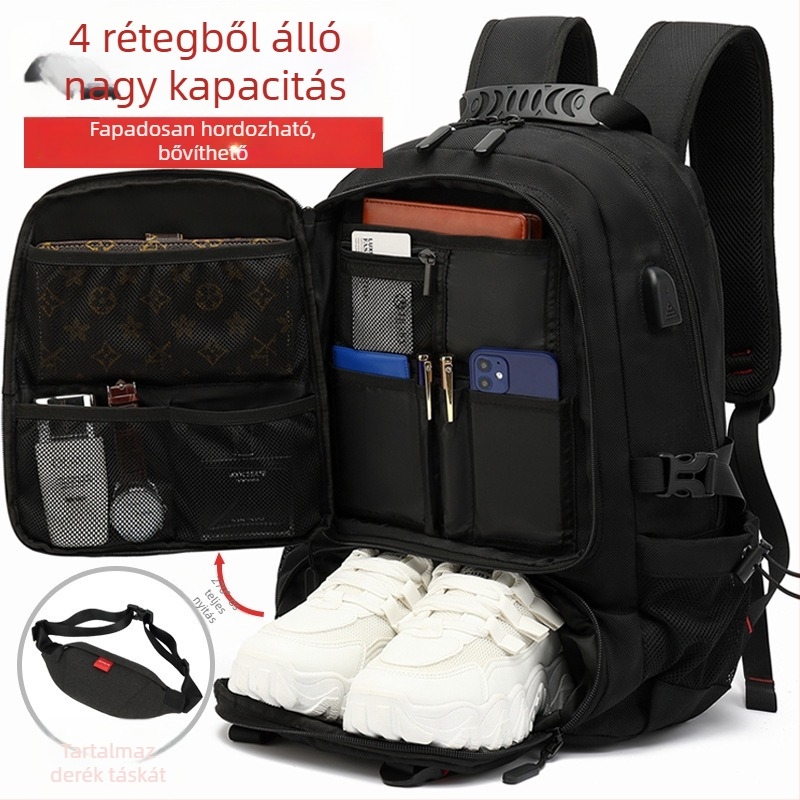 Kültéri hegymászó hátizsák nagy kapacitással, 56–75L, vízálló, lopás elleni, bővíthető, kompatibilis 16 hüvelykes laptophoz utazásokhoz