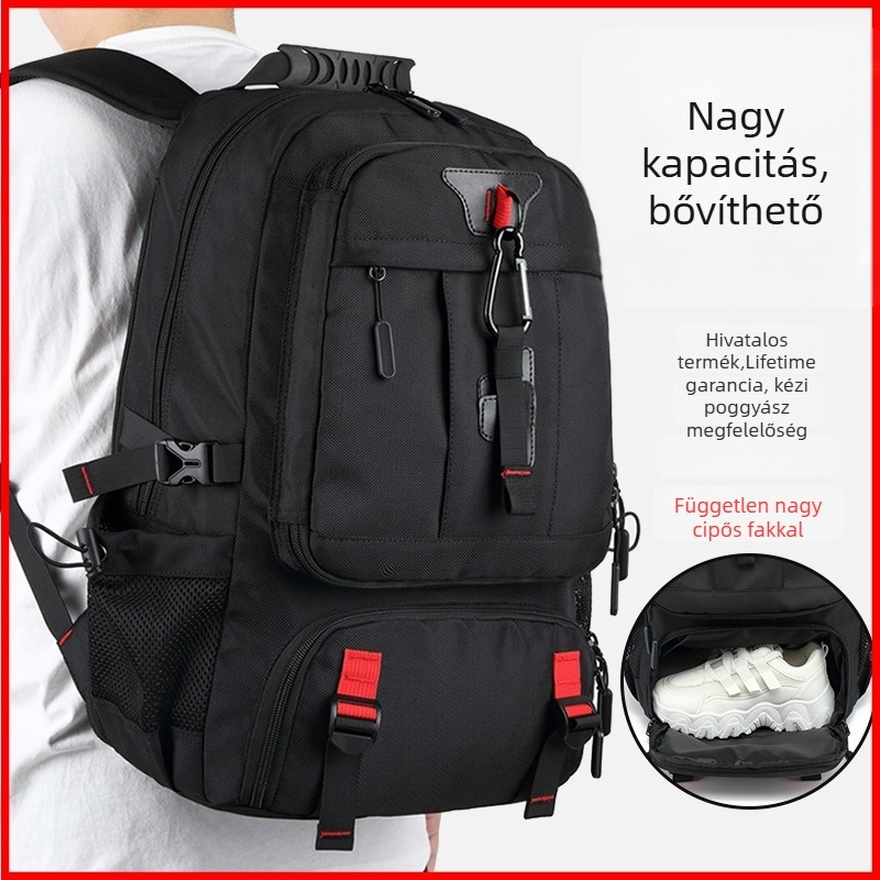 Kültéri hegymászó hátizsák nagy kapacitással, 56–75L, vízálló, lopás elleni, bővíthető, kompatibilis 16 hüvelykes laptophoz utazásokhoz