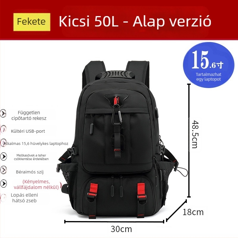 Kültéri hegymászó hátizsák nagy kapacitással, 56–75L, vízálló, lopás elleni, bővíthető, kompatibilis 16 hüvelykes laptophoz utazásokhoz