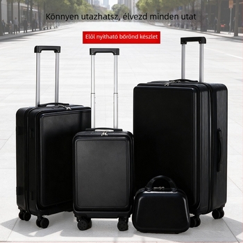 Előnyílású poggyász, ABS+PC kialakítás, nagy kapacitás, USB töltőport, bővíthető
