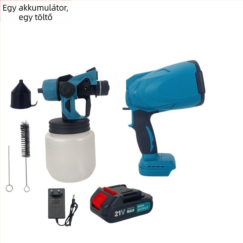 Latex festékszóró pisztoly - akkumulátoros Li-ion elem, nagy nyomású, 21V, alkalmas festésre és vízpermetezésre (akkumulátoros Li-ion elem, 21V)