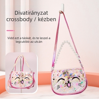 Gyerekeknek való oldalt vállon átívelő táska rajzfilmszerű mintával, anyag: szuperfinom rost, kapacitás: 20, belső bélés: nylon, márka: Big Tail Cat
