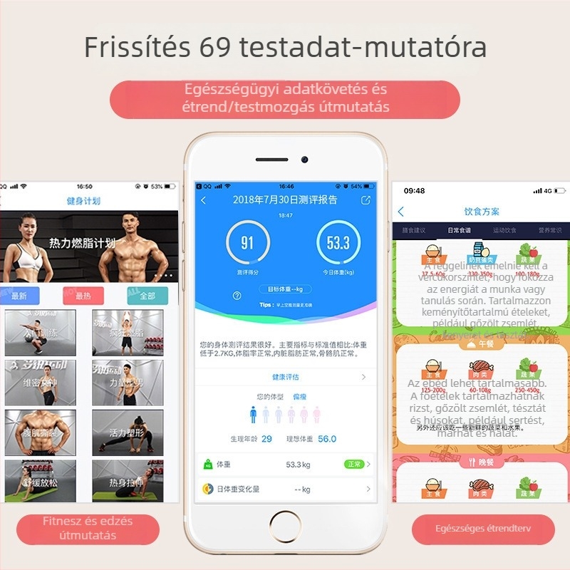 Dorui OK Okos Bluetooth testzsírmérleg, otthoni használatra, alkalmazással
