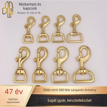 Sárgaréz horog — Modell 0172B-017B; Márka Shanghai Maoquan; alkalmas kutyás hámokhoz és poggyászhoz