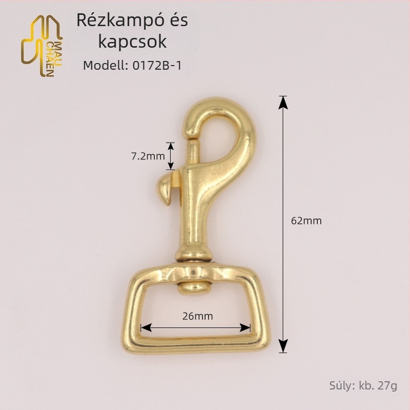 Sárgaréz horog — Modell 0172B-017B; Márka Shanghai Maoquan; alkalmas kutyás hámokhoz és poggyászhoz