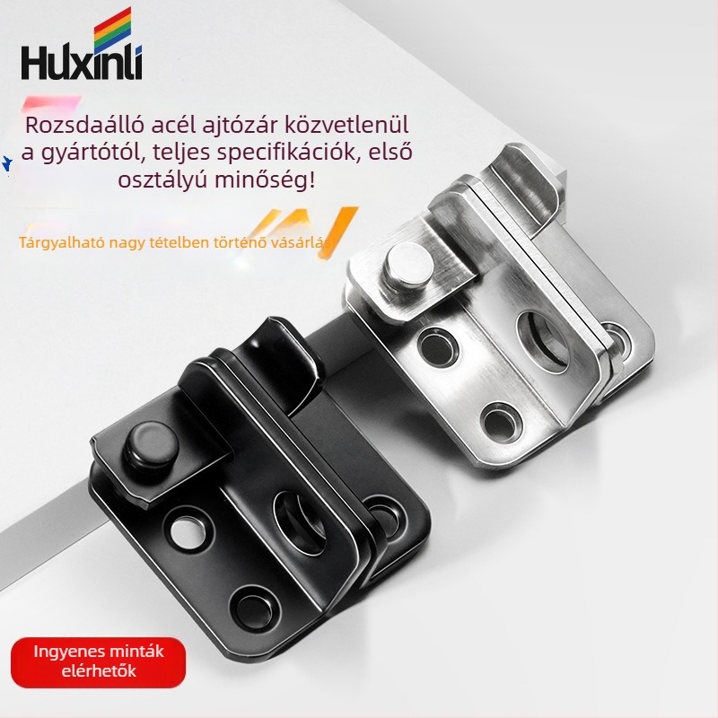 Rozsdamentes acél ajtózár/hasp, fúrásmentes telepítés, bal és jobb oldalú ajtókhoz, modell BXGZYMK, modern minimalista dizájn