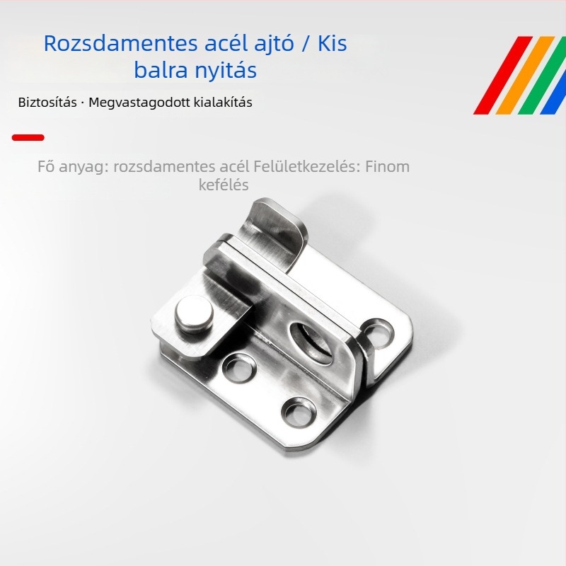 Rozsdamentes acél ajtózár/hasp, fúrásmentes telepítés, bal és jobb oldalú ajtókhoz, modell BXGZYMK, modern minimalista dizájn