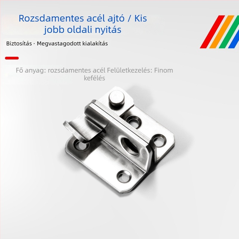 Rozsdamentes acél ajtózár/hasp, fúrásmentes telepítés, bal és jobb oldalú ajtókhoz, modell BXGZYMK, modern minimalista dizájn