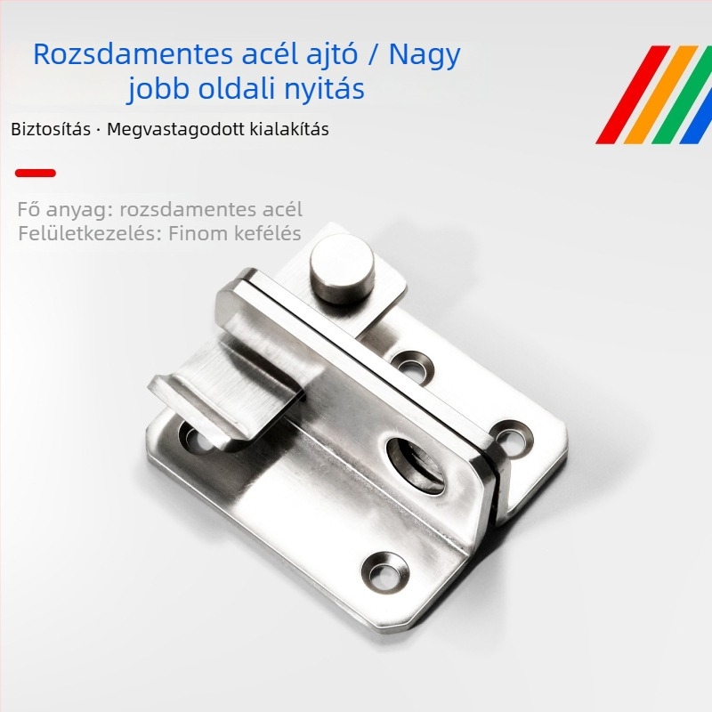 Rozsdamentes acél ajtózár/hasp, fúrásmentes telepítés, bal és jobb oldalú ajtókhoz, modell BXGZYMK, modern minimalista dizájn