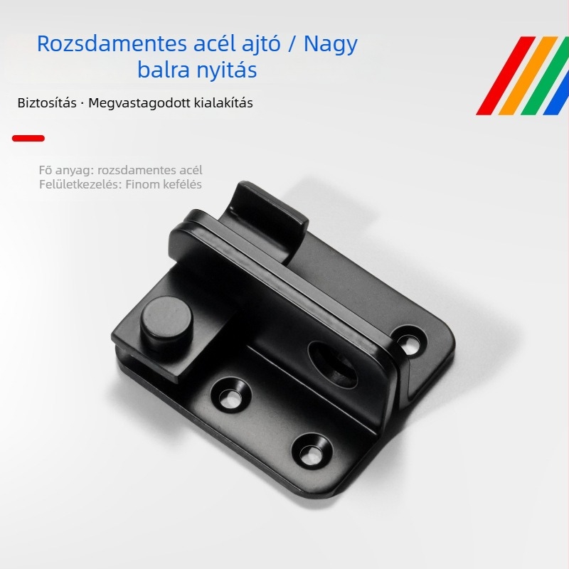 Rozsdamentes acél ajtózár/hasp, fúrásmentes telepítés, bal és jobb oldalú ajtókhoz, modell BXGZYMK, modern minimalista dizájn