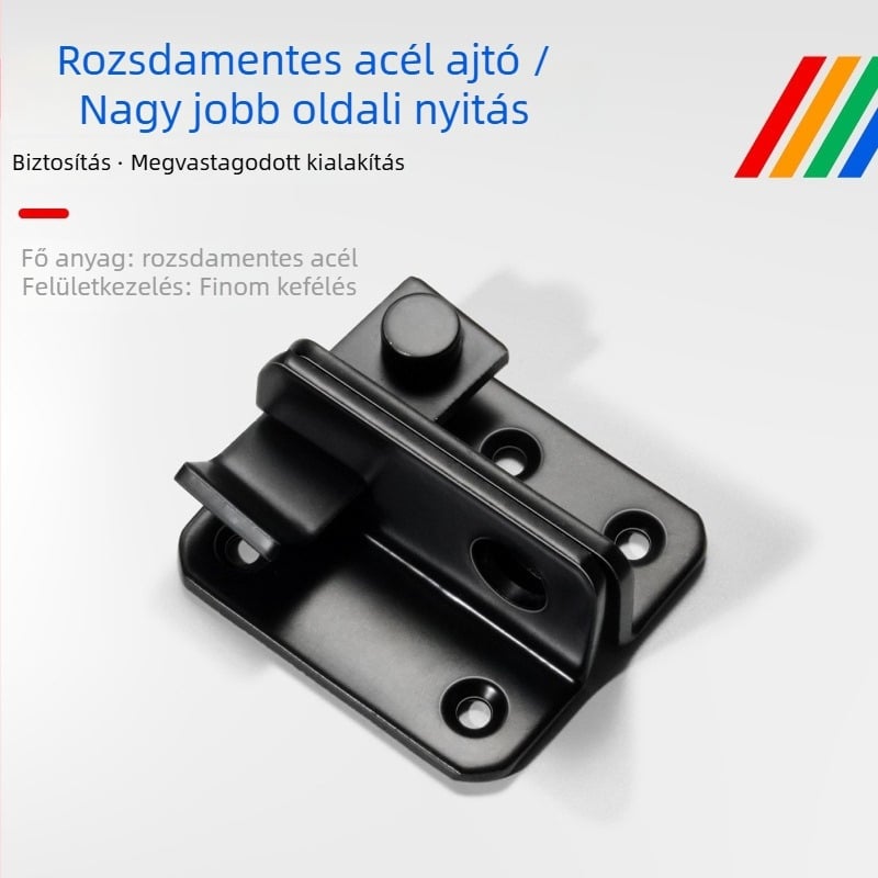 Rozsdamentes acél ajtózár/hasp, fúrásmentes telepítés, bal és jobb oldalú ajtókhoz, modell BXGZYMK, modern minimalista dizájn