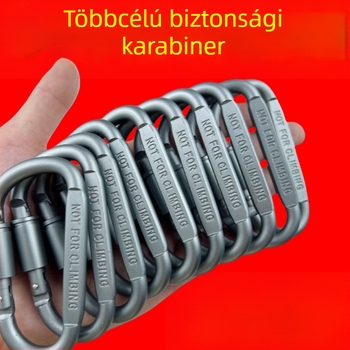 D-típusú rozsdamentes acél karabiner kültéri biztonsági használatra, kemping és hegymászás, gyors kampó