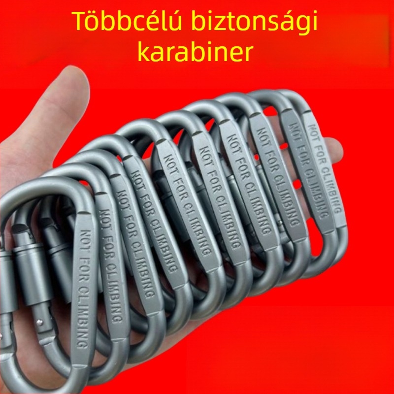 D-típusú rozsdamentes acél karabiner kültéri biztonsági használatra, kemping és hegymászás, gyors kampó