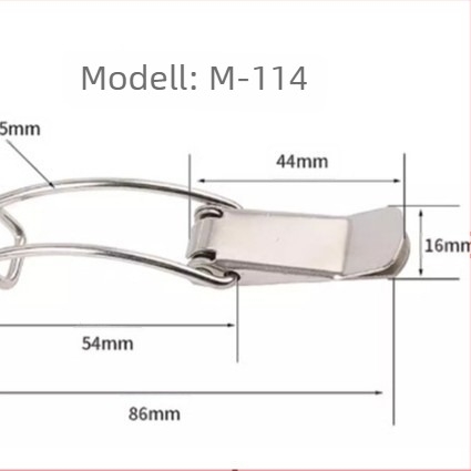 Flat Mouth Lock flight cases-hez – rozsdamentes acél rugós zár | Modellek M111–M115 | Márka Magnesium Xun