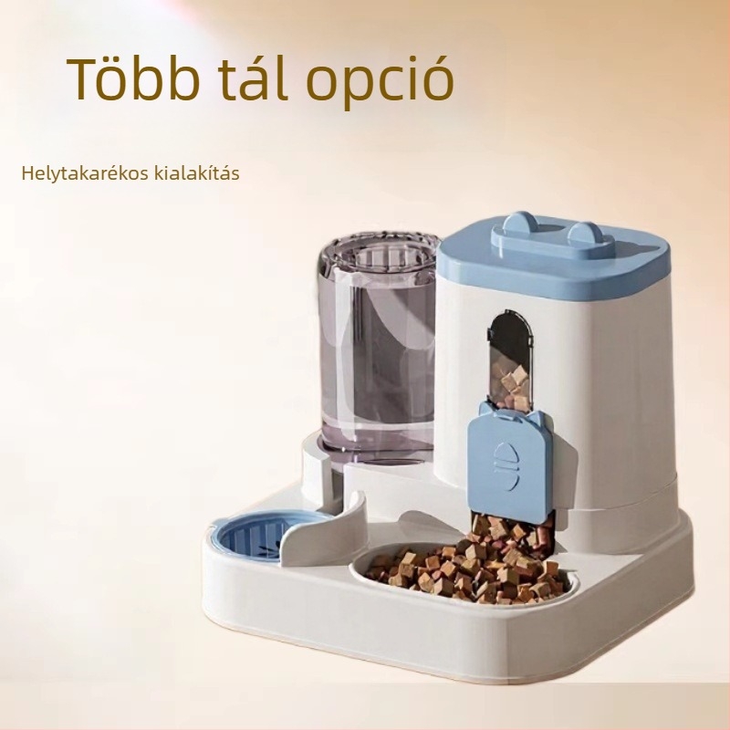 2-in-1 automata etető macskáknak száraz és nedves étellel, vezeték nélküli etetés és víztál, alkalmazás-támogatással