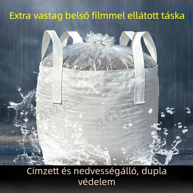 Ton bag belső filmmel, teherbírás 1000 kg, PE anyag, duplarétegben vízálló és nedvességálló, cement tárolására, logó nyomtatás