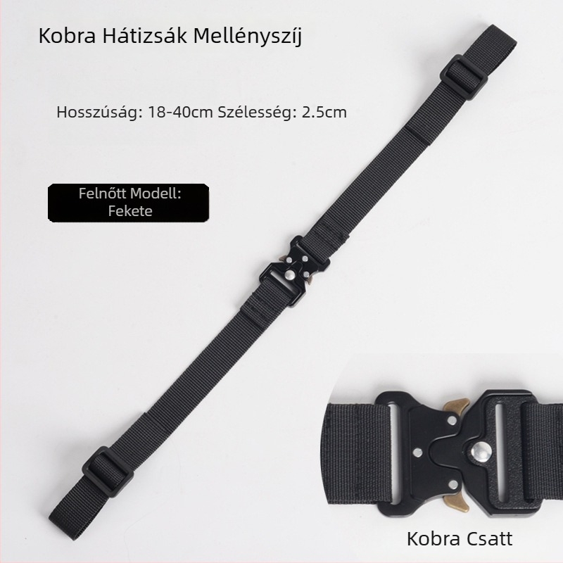 Nylon webbing hátizsághoz, csúszásmentes heveder Cobra ötvözetű csattal, multifunkcionális