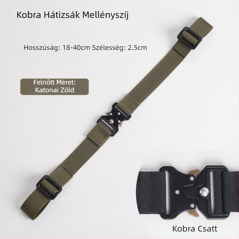 Nylon webbing hátizsághoz, csúszásmentes heveder Cobra ötvözetű csattal, multifunkcionális