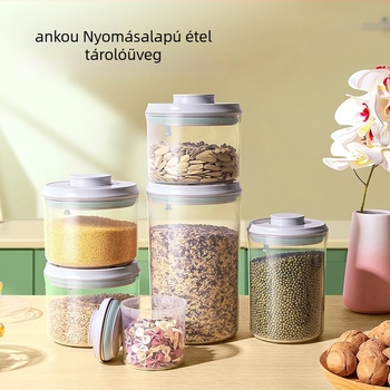Ankou Push-típusú élelmiszertároló, műanyag, 1–2 L, snackek és gabonafélék számára