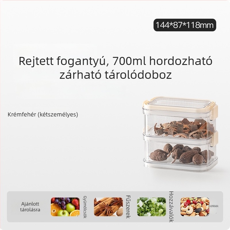 Téglalap alakú műanyag élelmiszerbiztos zárható tároló doboz, 1–2 L, 24 darabos készlet, minimalist dizájn