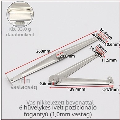 Szekrényajtó rúd, 6 hüvelykes összecsukható ötvözet, pozíciós tartóval