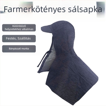 Denim kendő-sapka karimával, porvédő fejfedő ipari csiszoláshoz, védőköpeny, 200 g, felhasználások: cementkezelés, díszítés, bányászat