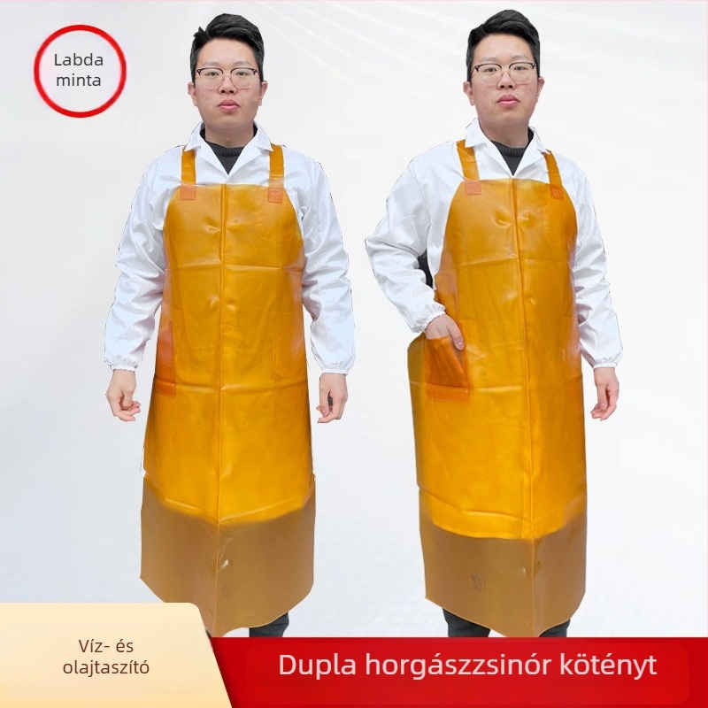 Marhaínból készült vízálló kötény, golyó mintázatú, 1000 g, kettős vállöv