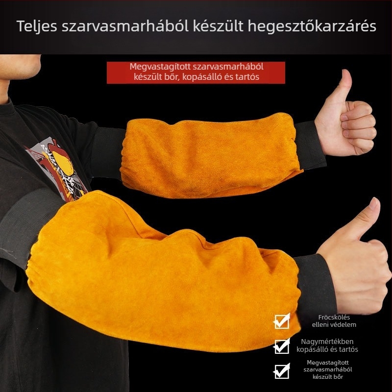 Hegesztő felkar- és ujjvédő (második réteg marhahúrból; 300 g; hegesztésre, vágásra és csiszolásra)