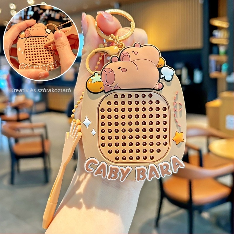 Capybara mágneses golyós rajztábla – kulcstartó játék, műanyag, minimalist stílus, szabványos csomagolás