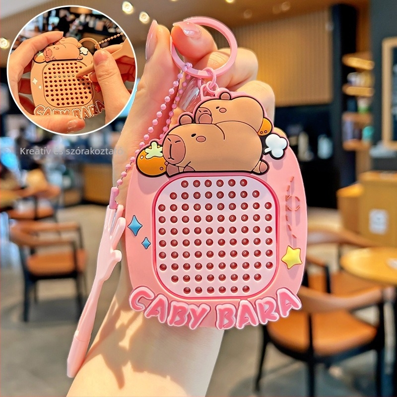 Capybara mágneses golyós rajztábla – kulcstartó játék, műanyag, minimalist stílus, szabványos csomagolás