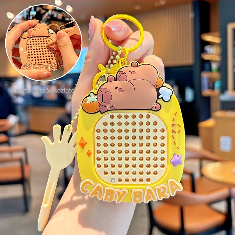 Capybara mágneses golyós rajztábla – kulcstartó játék, műanyag, minimalist stílus, szabványos csomagolás