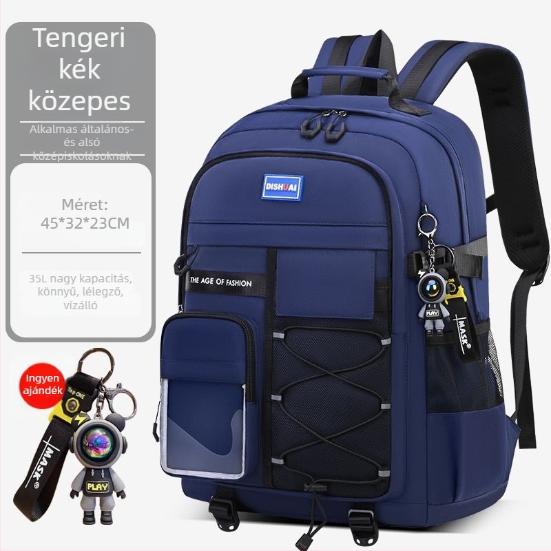 Általános iskolától középiskoláig használható, nagy kapacitású, könnyű, lélegző, vízálló hátizsák gerincvédővel és ergonómikus hátsó panellel