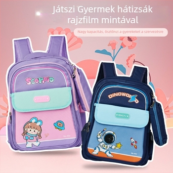 Gyerekeknek szóló hátizsák karikatúra mintával, vízálló, ultra könnyű, nagy kapacitású, Oxford anyagból, I–II. osztálynak