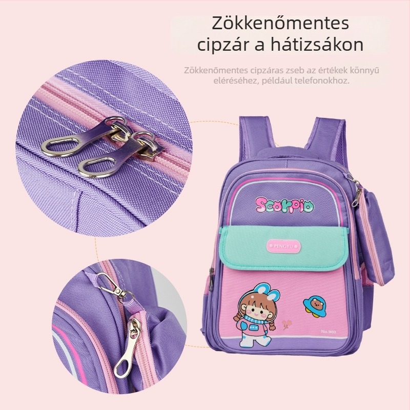 Gyerekeknek szóló hátizsák karikatúra mintával, vízálló, ultra könnyű, nagy kapacitású, Oxford anyagból, I–II. osztálynak