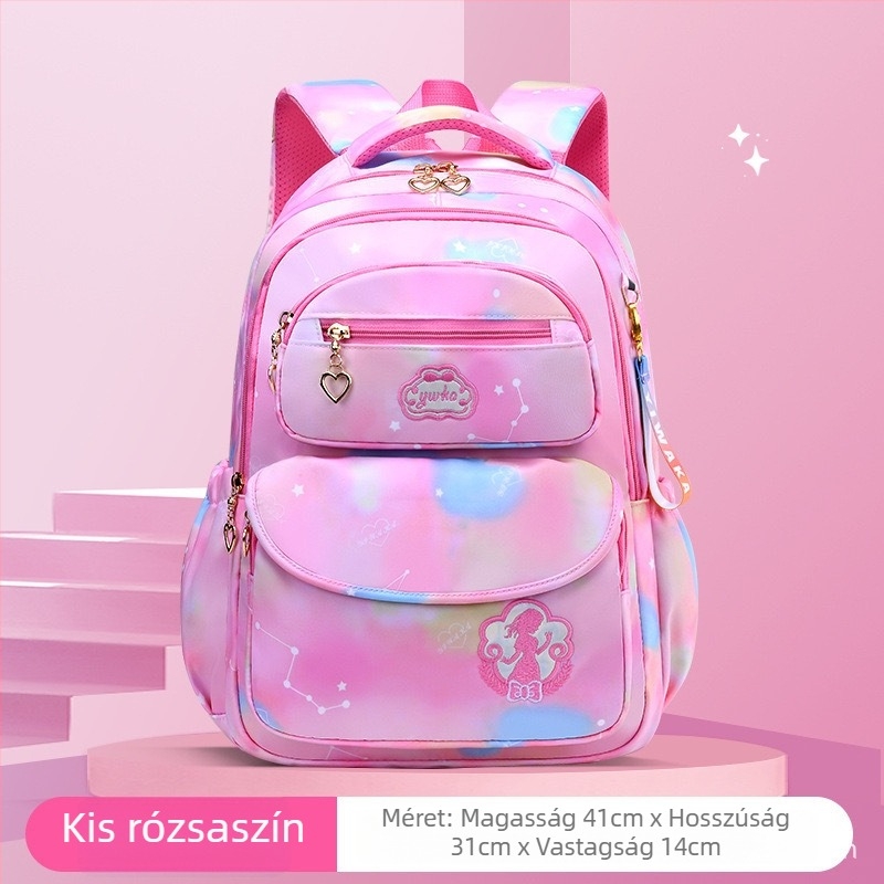 Általános iskolás lányoknak szánt hátizsák – könnyű, vízálló, terheléscsökkentő gerinctámogatás, poliészter, 3–4. osztály számára