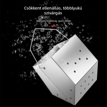 Mengda rozsdamentes acél etetőeszköz vad halászathoz, dönthető vödör dizájn, rögzített pontú kézi bottal használható felszerelés, etetés a fenék felé