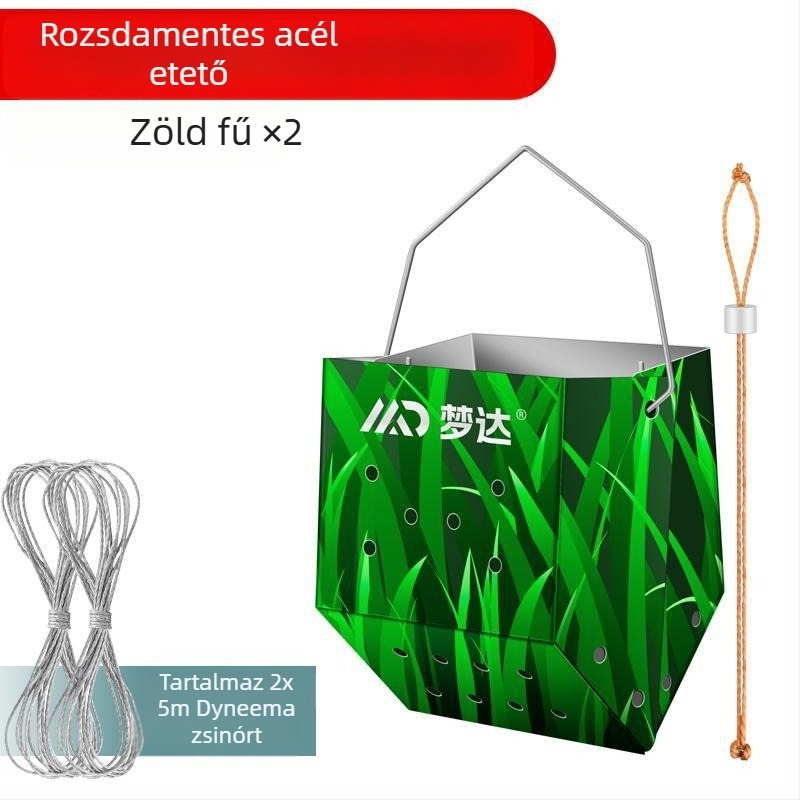 Mengda rozsdamentes acél etetőeszköz vad halászathoz, dönthető vödör dizájn, rögzített pontú kézi bottal használható felszerelés, etetés a fenék felé