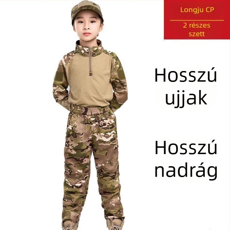 Gyerekeknek készült kamufláž rövidujjú szett nyárra, megfelelő óvodai katonai edzéshez és táborokhoz