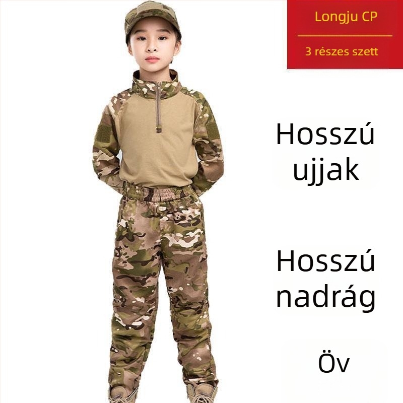 Gyerekeknek készült kamufláž rövidujjú szett nyárra, megfelelő óvodai katonai edzéshez és táborokhoz