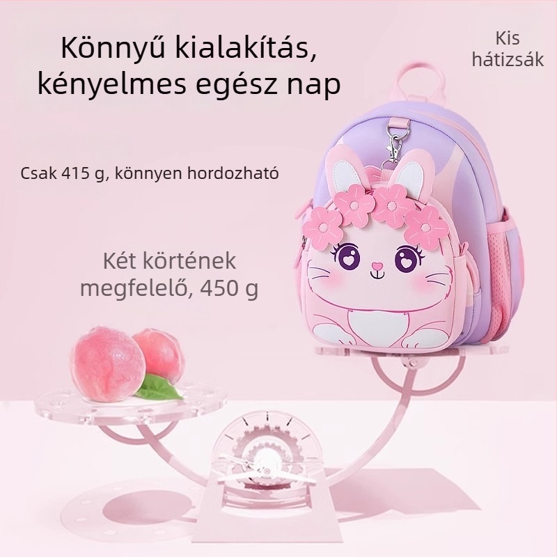 Uniszex gyerek hátizsák pamut-len anyagból, antibakteriális, állatmintás, óvoda és iskola számára