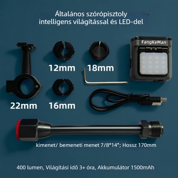 Permetpisztoly intelligens töltéssel, LED megvilágító fény, nagy fényerő, hosszú akkumulátor-élettartam, vízálló