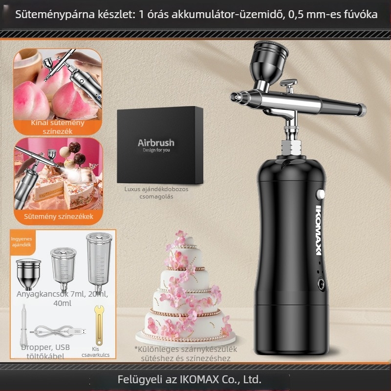 Torta spray pisztoly, vezeték nélküli elektromos — mousse és pigment felhasználásra, tölthető Li-ion akkumulátor, 12V, Comes