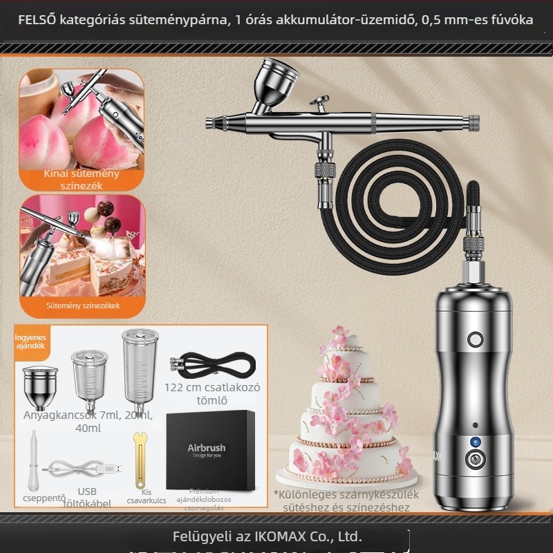 Torta spray pisztoly, vezeték nélküli elektromos — mousse és pigment felhasználásra, tölthető Li-ion akkumulátor, 12V, Comes