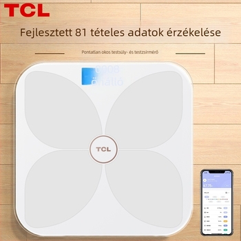 TCL 6039-SY Testzsírmérleg, teherbírás 180 kg, 3 hüvelykes LED kijelző, USB tápegység, testzsír és víz analízis, edzett üveg
