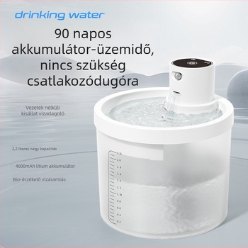 Nagy kapacitású vezeték nélküli macska víz adagoló automatikus körforgással, friss vízzel, hosszú üzemidő