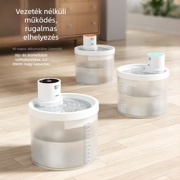Nagy kapacitású vezeték nélküli macska víz adagoló automatikus körforgással, friss vízzel, hosszú üzemidő