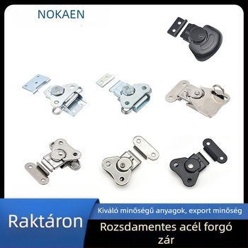 Noken rozsdamentes acél pillangózár fa dobozokhoz és szerszámosládákhoz, forgó gombos zár, galvanizált kivitel, ipari berendezések és szekrényajtókhoz