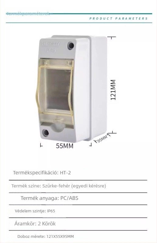 Felszínre szerelt áramkör-elosztó doboz, 4 körös, 1 sor, IP66 vízálló ABS ház PC fedéllel, HT4 sorozat