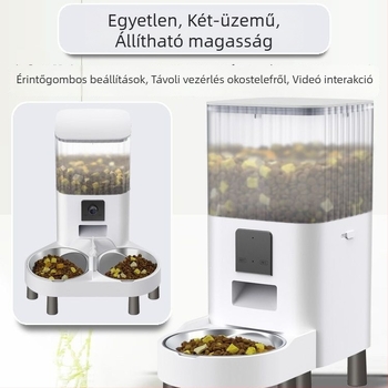 Intelligens háziállat etető két tál, időzített adagolás, távoli etetés és vizuális megfigyelés WiFi-vel