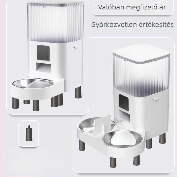 Intelligens háziállat etető két tál, időzített adagolás, távoli etetés és vizuális megfigyelés WiFi-vel